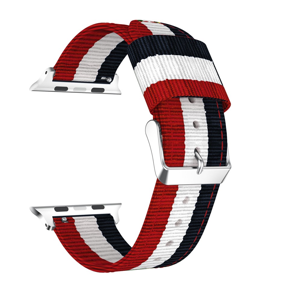 Metal Buckle Woven Nylon Watch Strap for Apple Watch Series 3 / 2 / 1 38mm - Black / White / Red-3