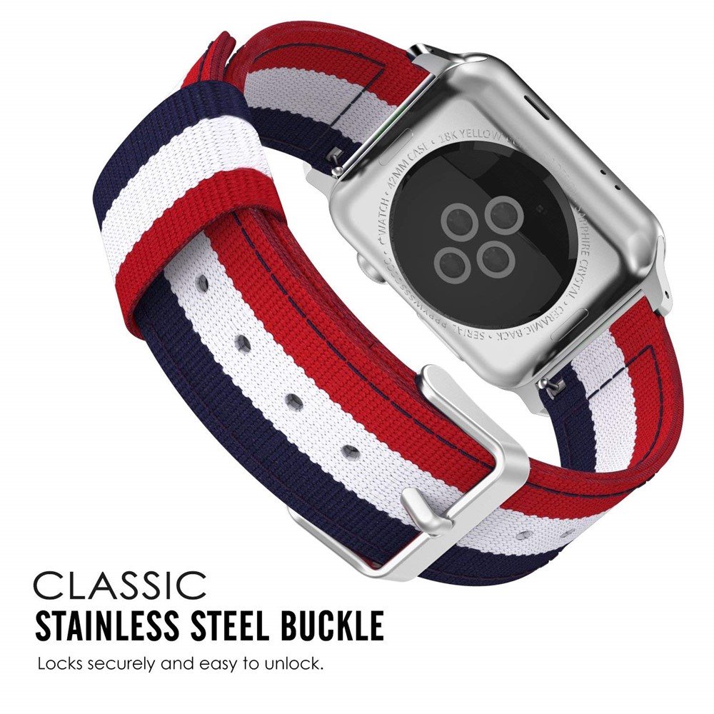 Metal Buckle Woven Nylon Watch Strap for Apple Watch Series 3 / 2 / 1 38mm - Black / White / Red-6