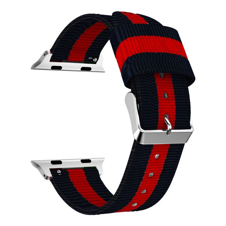 Metal Buckle Woven Nylon Watch Band for Apple Watch Series 4 40mm/3/2/1 38mm - Black / Red-3