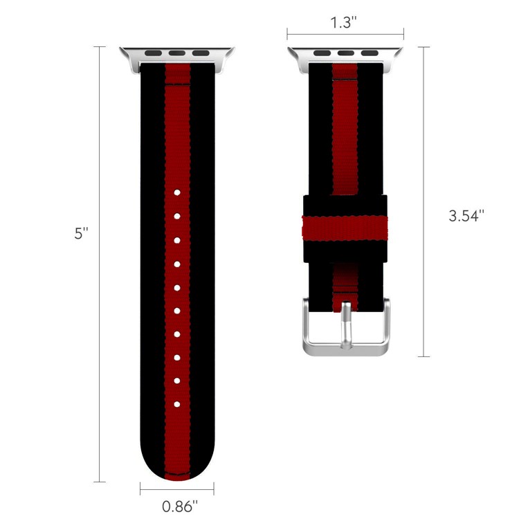 Metal Buckle Woven Nylon Watch Band for Apple Watch Series 4 40mm/3/2/1 38mm - Black / Red-4