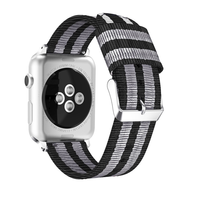 

Metal Buckle Woven Nylon Wristwatch Strap for Apple Watch Series 4 40mm/3/2/1 38mm - Black / Grey, Apple Watch Series 4 40mm