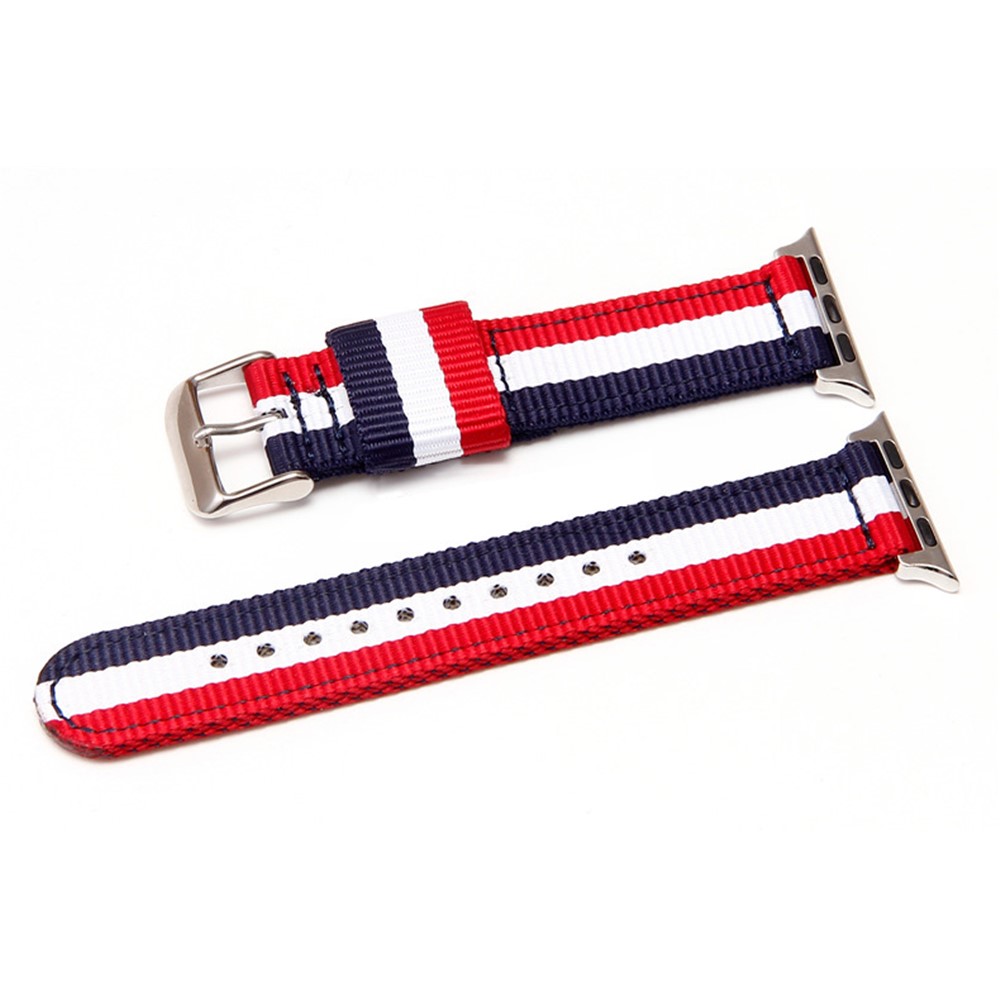 Metal Buckle Woven Nylon Watch Strap for Apple Watch Series 3 / 2 / 1 42mm - Black / White / Red-12