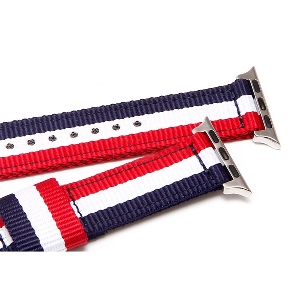 Metal Buckle Woven Nylon Watch Strap for Apple Watch Series 3 / 2 / 1 42mm - Black / White / Red-13