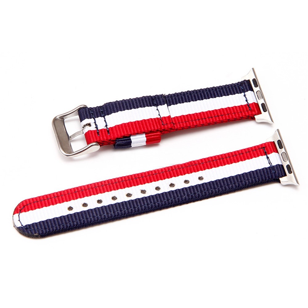 Metal Buckle Woven Nylon Watch Strap for Apple Watch Series 3 / 2 / 1 42mm - Black / White / Red-15