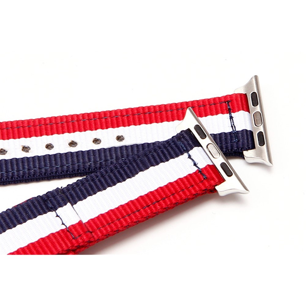Metal Buckle Woven Nylon Watch Strap for Apple Watch Series 3 / 2 / 1 42mm - Black / White / Red-16
