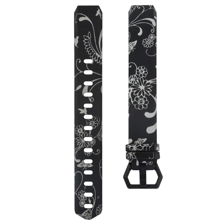 Patterned TPE+TPU Strap for Fitbit Alta HR, Size: L - Flower and Butterfly-3