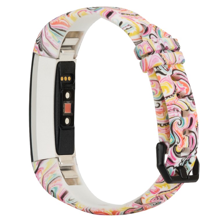 Patterned TPE+TPU Wirst band Strap for Fitbit Alta HR, Size: L - Vivid Flower-2