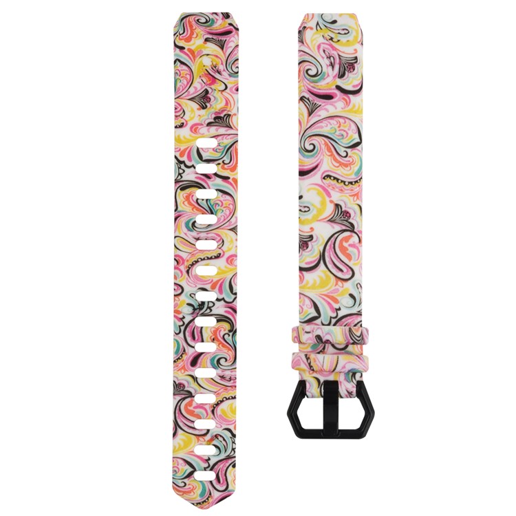 Patterned TPE+TPU Wirst band Strap for Fitbit Alta HR, Size: L - Vivid Flower-3