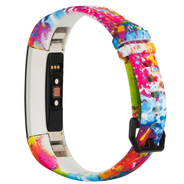 Patterned TPE+TPU Watch Band Strap for Fitbit Alta HR, Size: L - Colorful Pattern-2
