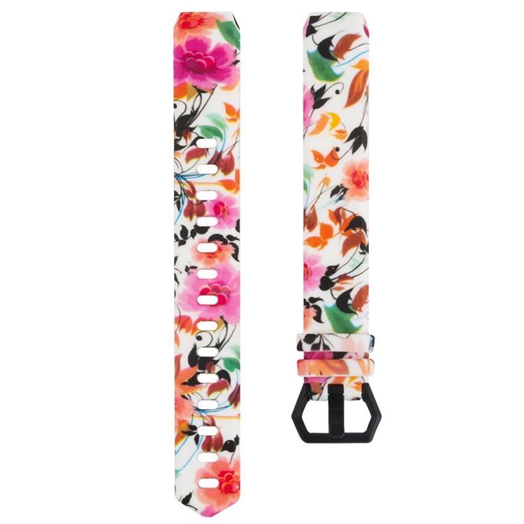 For Fitbit Alta HR Patterned TPE+TPU Replacement Strap, Size: L - Charming Flower-2