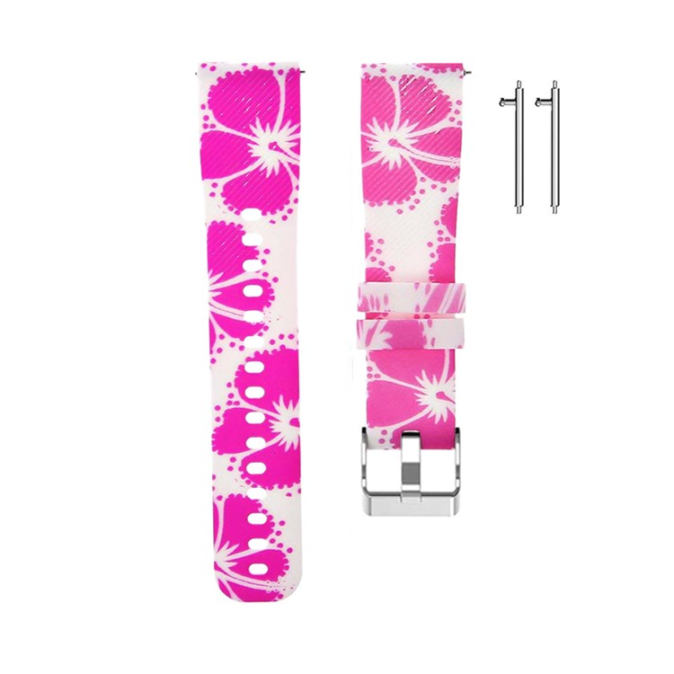 Patterned Silicone Watch Replacement Band with Spring Bars for Huawei Watch 2 - Pink Flower-1