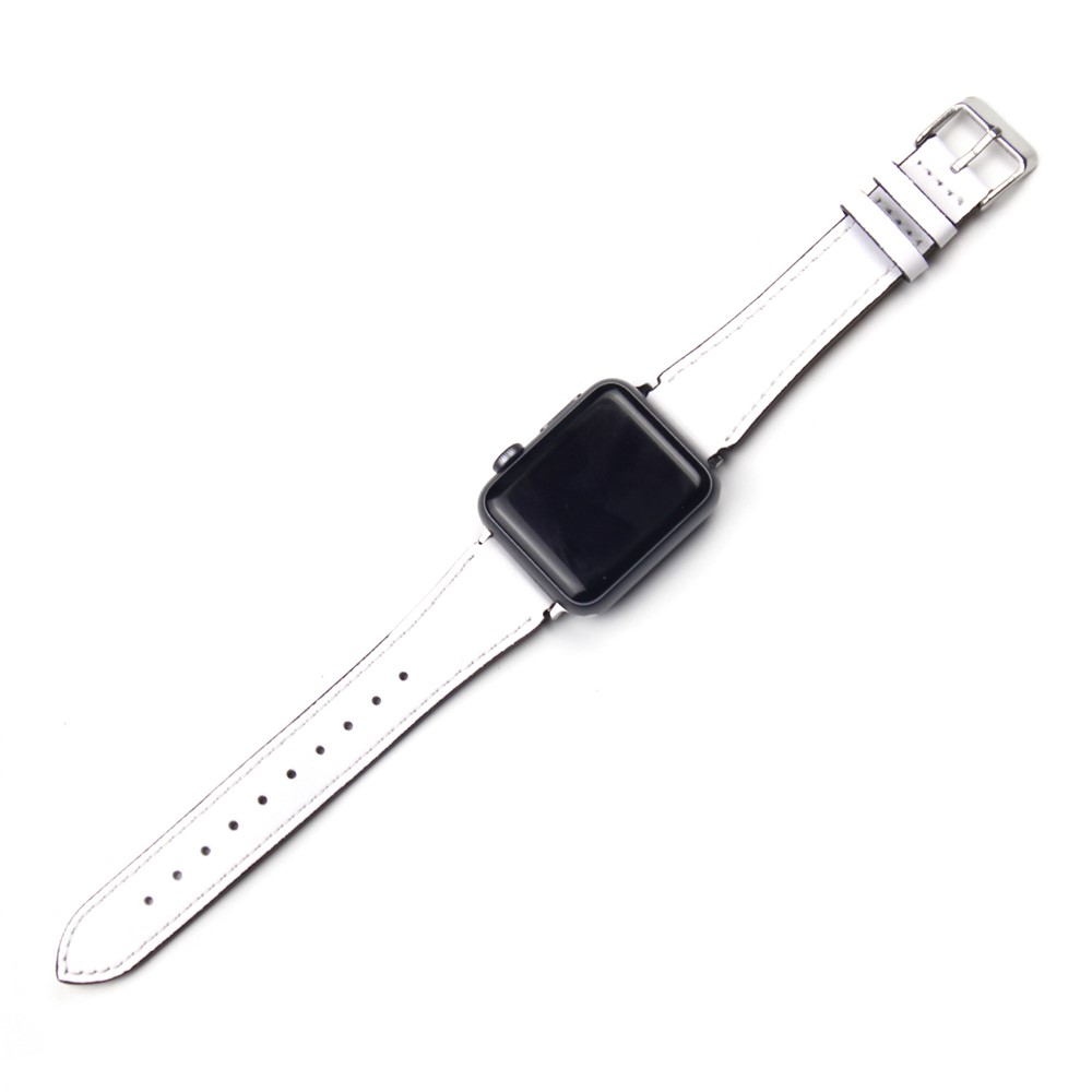 For Apple Watch Series 4 40mm, Series 3 / 2 / 1 38mm Genuine Leather Smart Watch Band - White-2