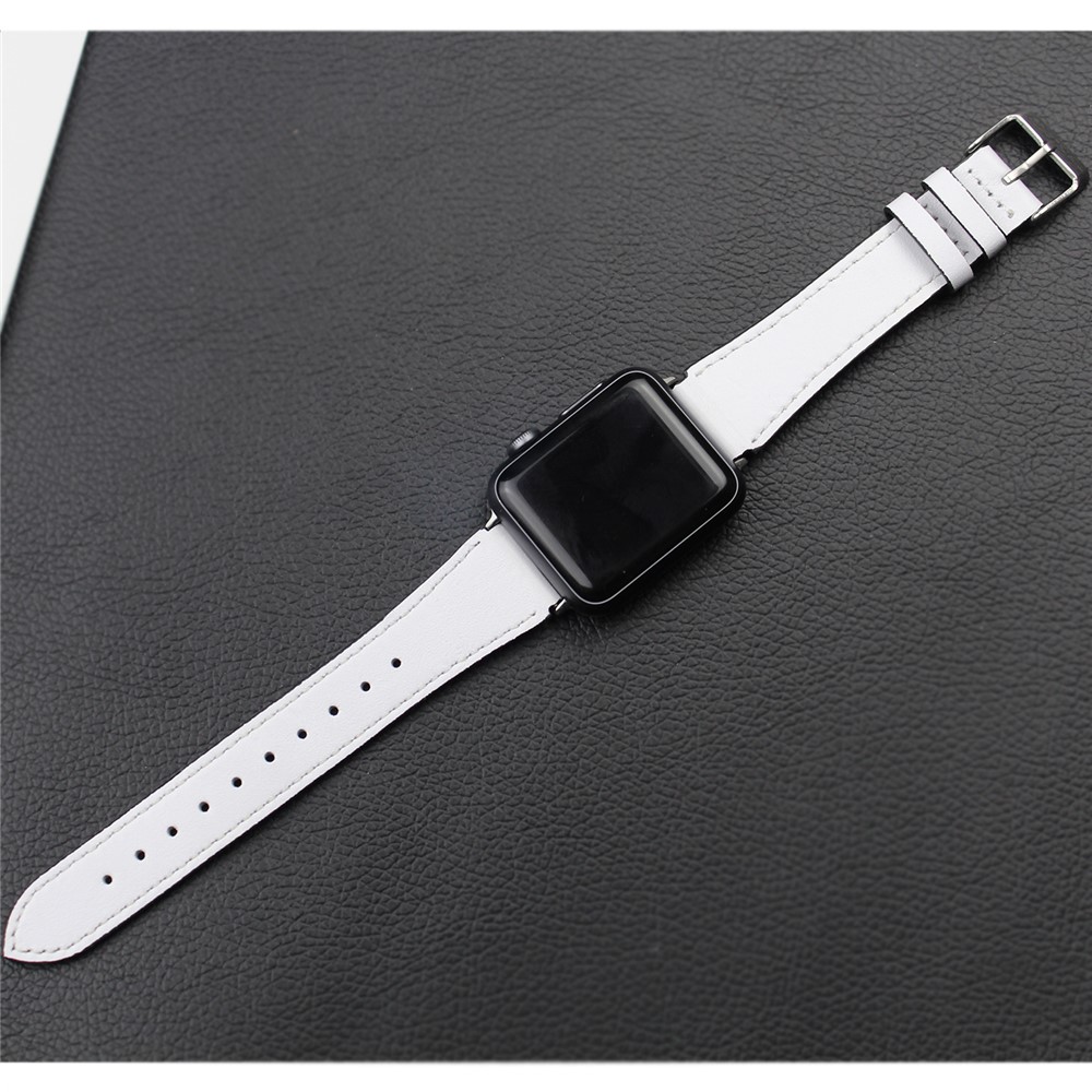 For Apple Watch Series 4 40mm, Series 3 / 2 / 1 38mm Genuine Leather Smart Watch Band - White-3