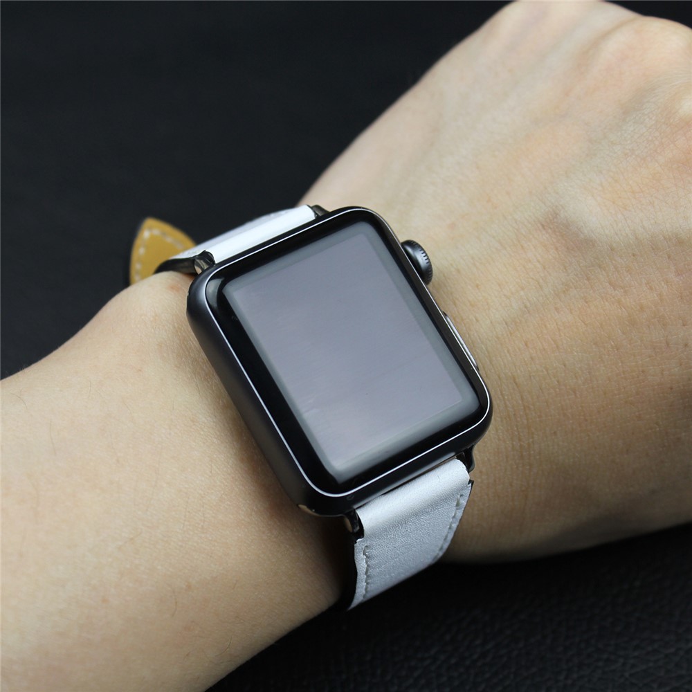 For Apple Watch Series 4 40mm, Series 3 / 2 / 1 38mm Genuine Leather Smart Watch Band - White-4