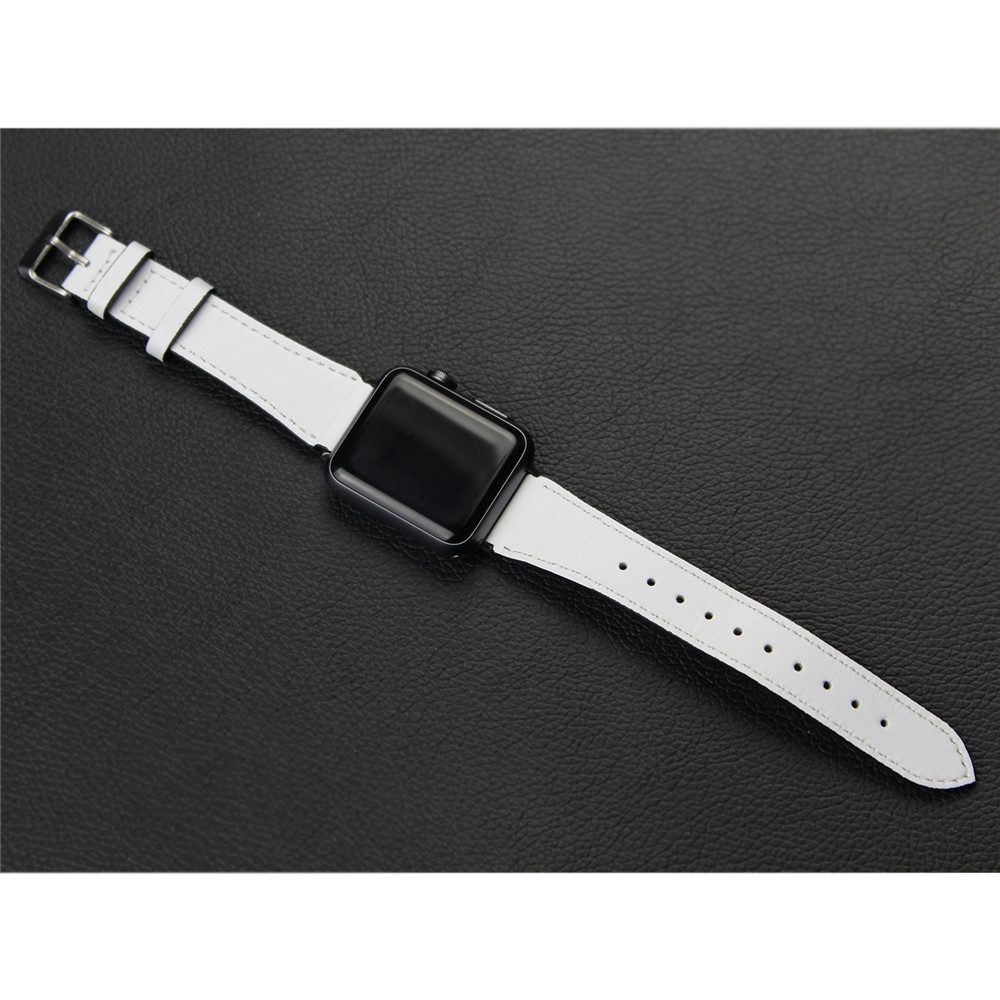 For Apple Watch Series 4 40mm, Series 3 / 2 / 1 38mm Genuine Leather Smart Watch Band - White-6