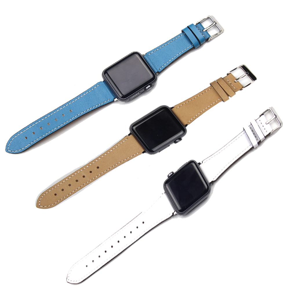 For Apple Watch Series 4 40mm, Series 3 / 2 / 1 38mm Genuine Leather Smart Watch Band - White-7
