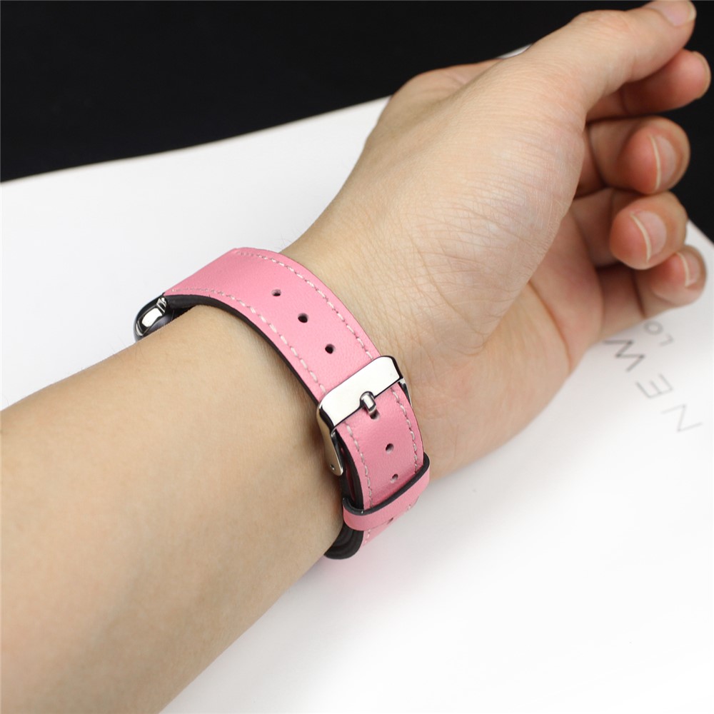 For Apple Watch Series 4 40mm, Series 3 / 2 / 1 38mm Genuine Leather Watch Band Replacement - Pink-7