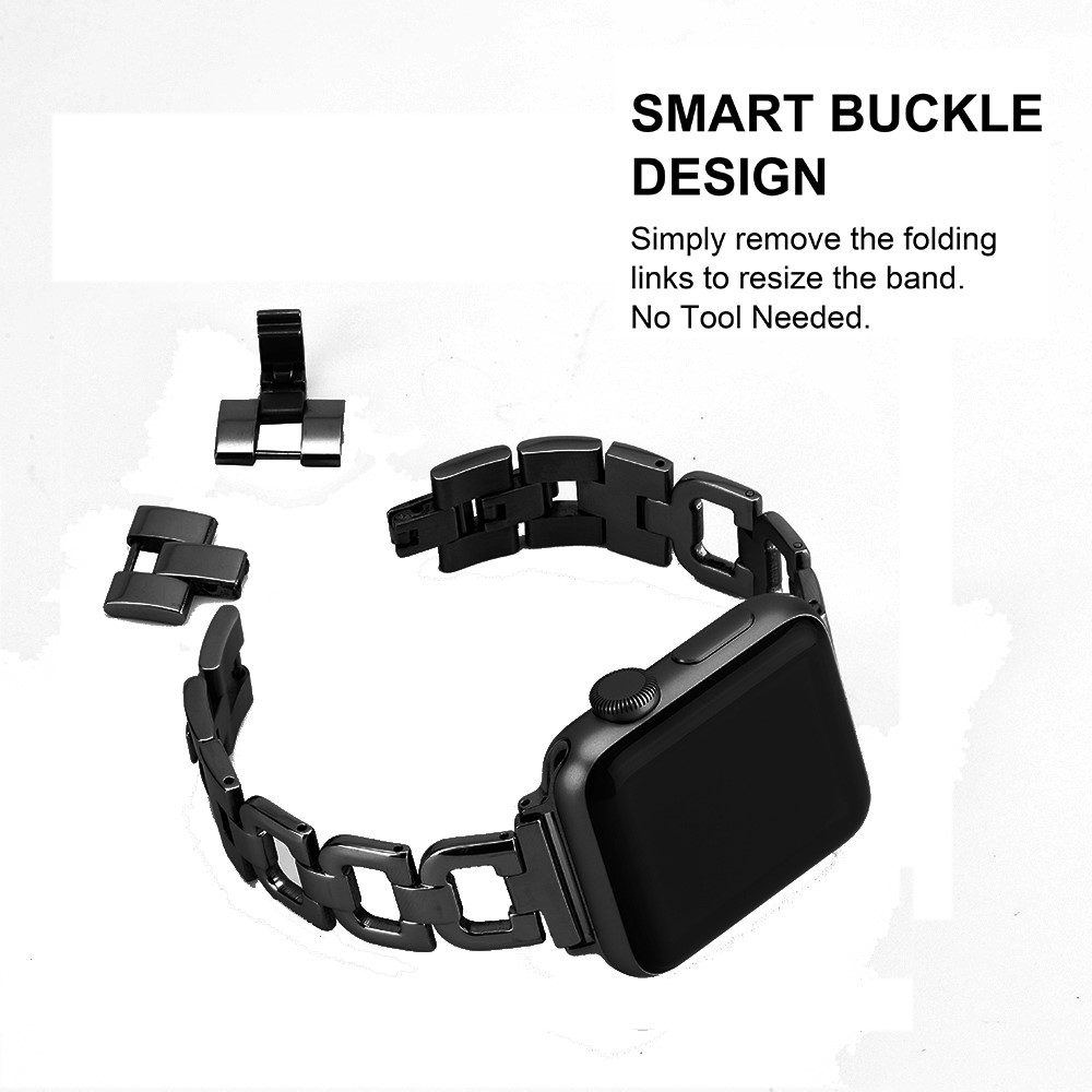 Pulseira De Pulseira De Aço Inoxidável Para Apple Watch Series 5 4 44mm / Série 3 2 1 42mm - Preto-4