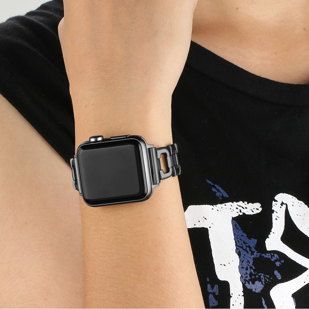 Pulseira De Pulseira De Aço Inoxidável Para Apple Watch Series 5 4 44mm / Série 3 2 1 42mm - Preto-5