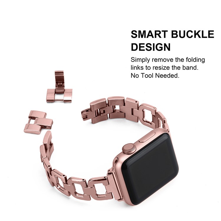 Pulseira De Pulseira De Relógio De Aço Inoxidável Para Apple Watch Series 5 4 44mm / Série 3 2 1 42mm - Rosa Ouro-4