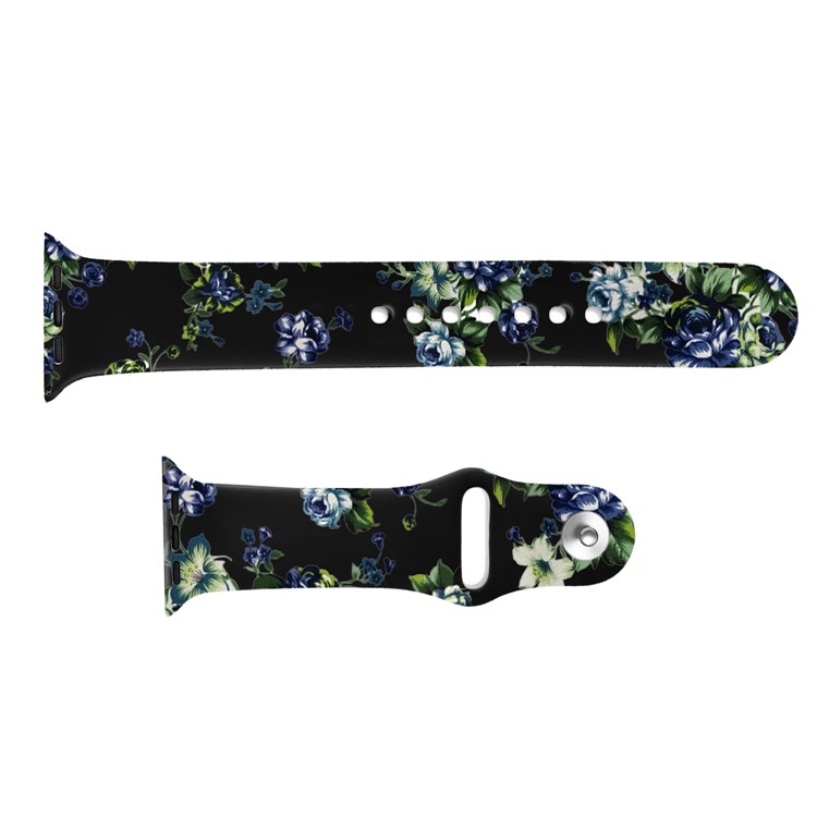 Flower Pattern Leather Watch Band Strap for Apple Watch Series 4 44mm / Series 3 2 1 42mm - Style C-3