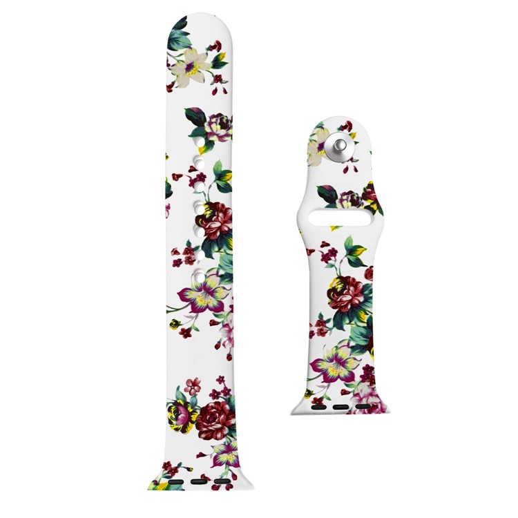 Flower Pattern Leather Watch Strap Part for Apple Watch Series 4 44mm / Series 3 2 1 42mm - Style E-3