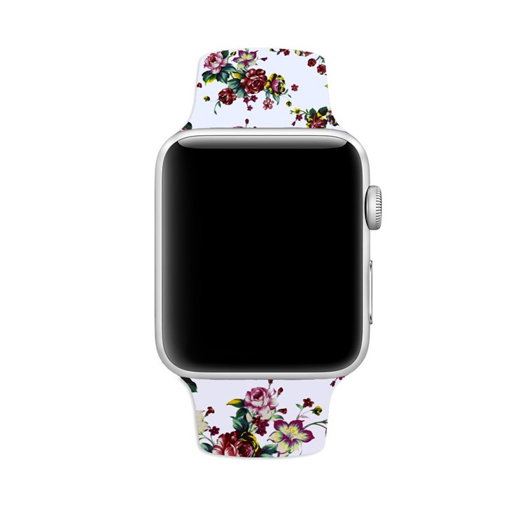 Flower Pattern Leather Watch Strap Part for Apple Watch Series 4 44mm / Series 3 2 1 42mm - Style E-4