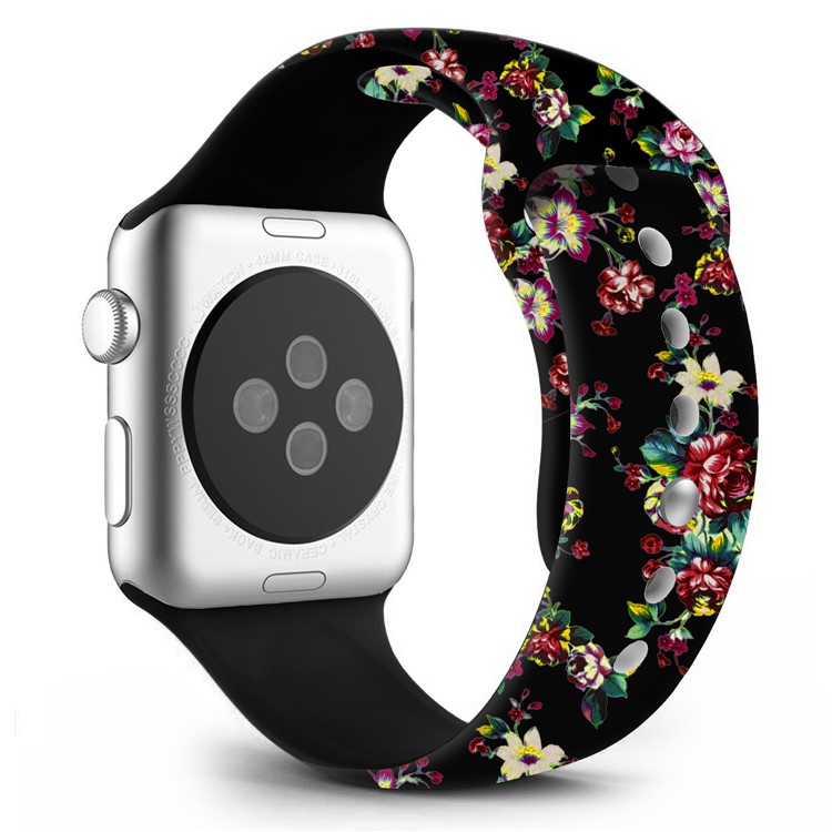 Flower Pattern Leather Watchband Part for Apple Watch Series 4 40mm / Series 3 2 1 38mm - Style B-1