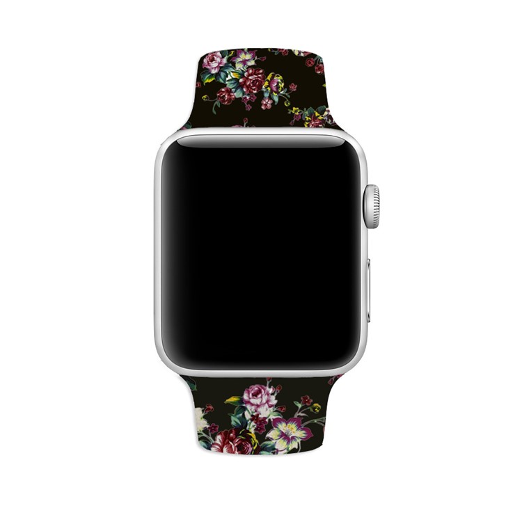 Flower Pattern Leather Watchband Part for Apple Watch Series 4 40mm / Series 3 2 1 38mm - Style B-2