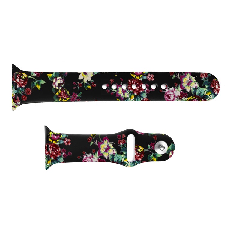 Flower Pattern Leather Watchband Part for Apple Watch Series 4 40mm / Series 3 2 1 38mm - Style B-3