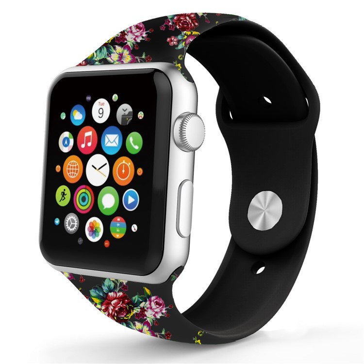 Flower Pattern Leather Watchband Part for Apple Watch Series 4 40mm / Series 3 2 1 38mm - Style B-4