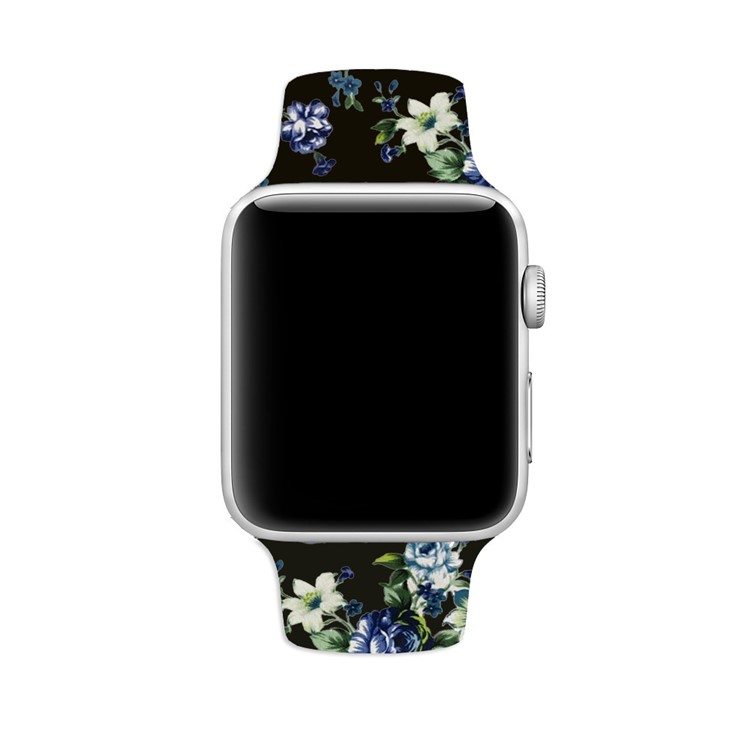 Flower Pattern Leather Watch Strap Band for Apple Watch Series 4 40mm / Series 3 2 1 38mm - Style C-2