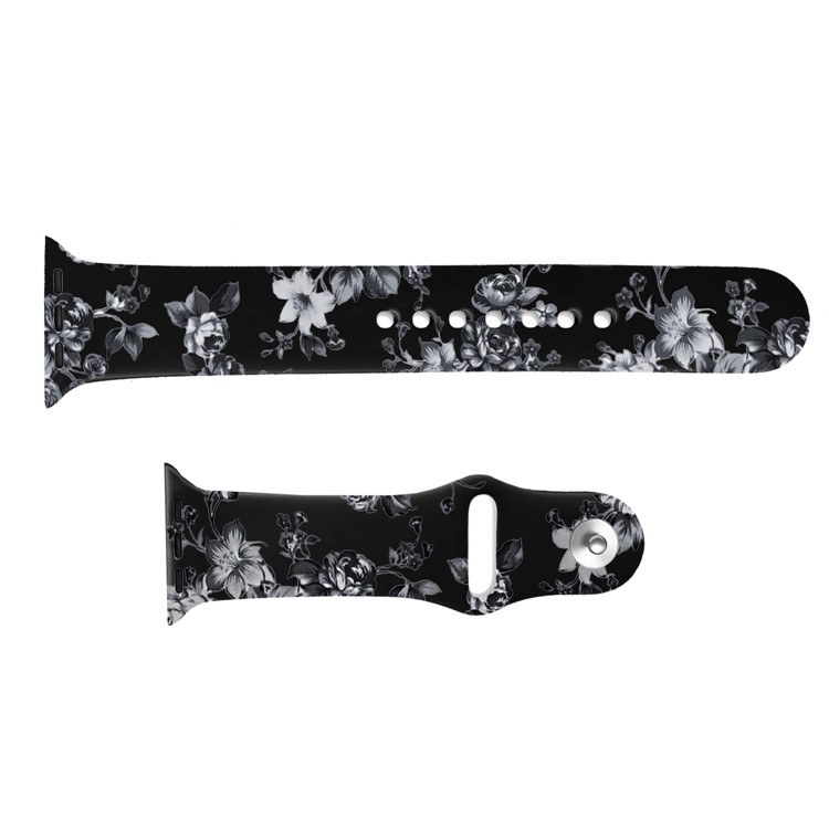 Flower Pattern Leather Watch Strap Band for Apple Watch Series 4 40mm / Series 3 2 1 38mm - Style C-3