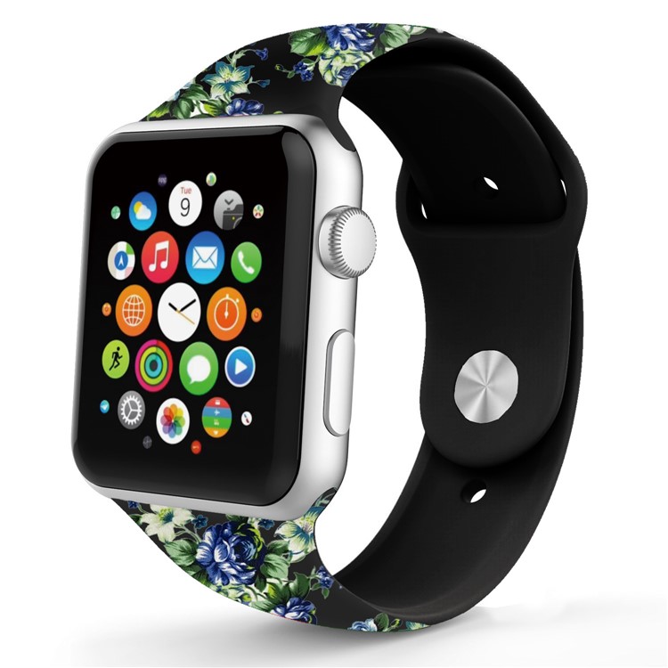 Flower Pattern Leather Watch Strap Band for Apple Watch Series 4 40mm / Series 3 2 1 38mm - Style C-4