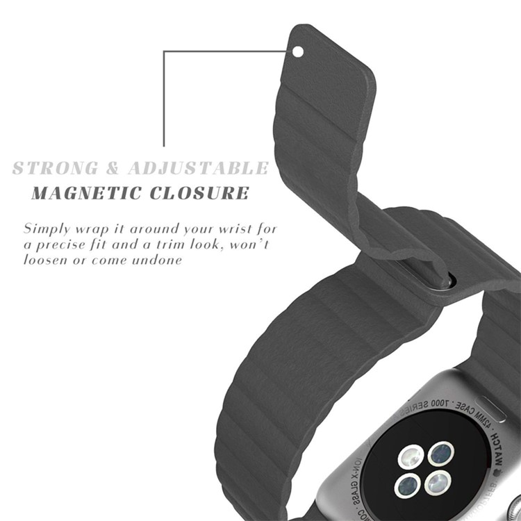 Magnetic Loop Genuine Leather Watch Band Strap for Apple Watch Series 4 40mm / Series 3 2 1 38mm - Grey-4