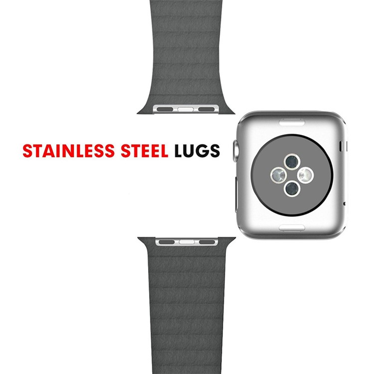 Magnetic Loop Genuine Leather Watch Band Strap for Apple Watch Series 4 40mm / Series 3 2 1 38mm - Grey-5