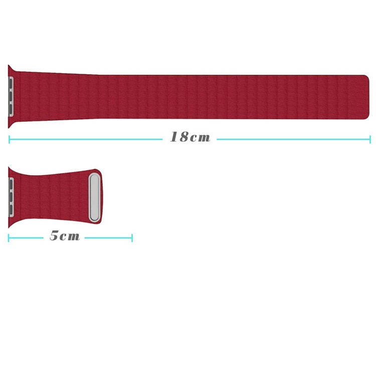 Magnetic Loop Genuine Leather Watch Replacement Band for Apple Watch Series 4 40mm / Series 3 2 1 38mm - Red-3