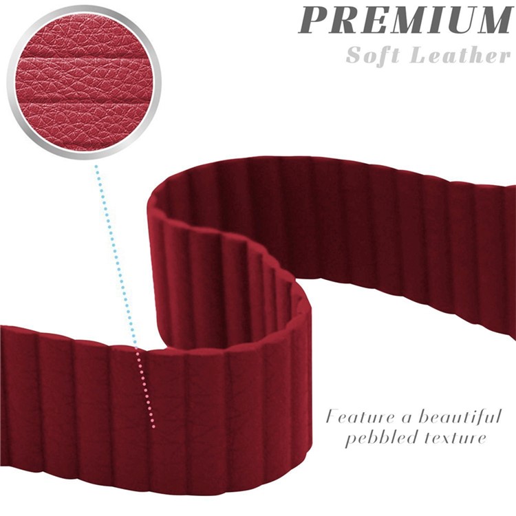 Magnetic Loop Genuine Leather Watch Replacement Band for Apple Watch Series 4 40mm / Series 3 2 1 38mm - Red-6