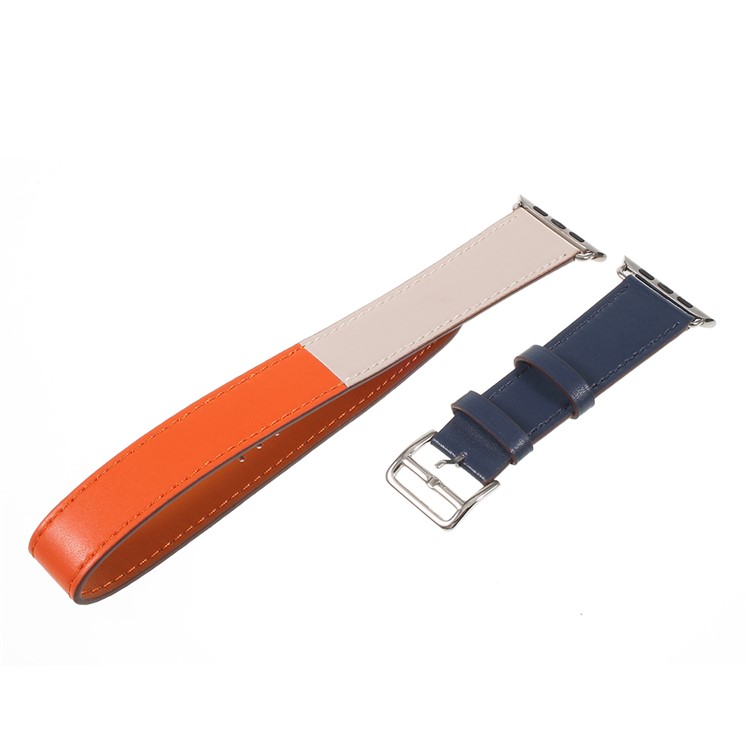 Genuine Leather Double Tour Watch Strap for Apple Watch Series 4 44mm, Series 3 / 2 / 1 42mm - Orange-6