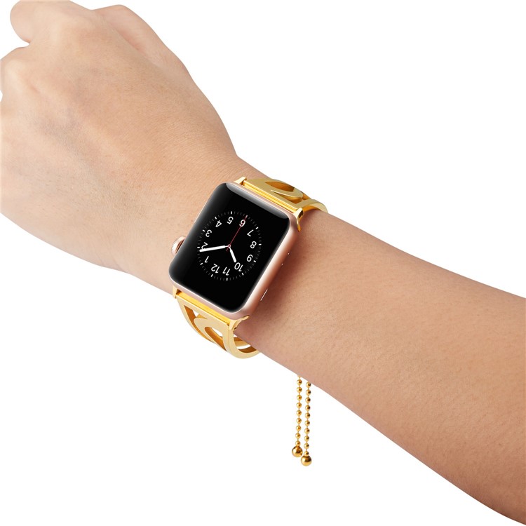 Classic Metal S Shape Watch Strap Bracelet for Apple Watch Series 4 44mm/3/2/1 42mm - Gold-4