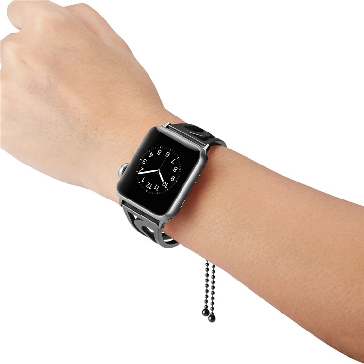 Classic Stainless Steel S Shape Watchband Bracelet for Apple Watch Series 4 44mm/3/2/1 42mm - Black-4