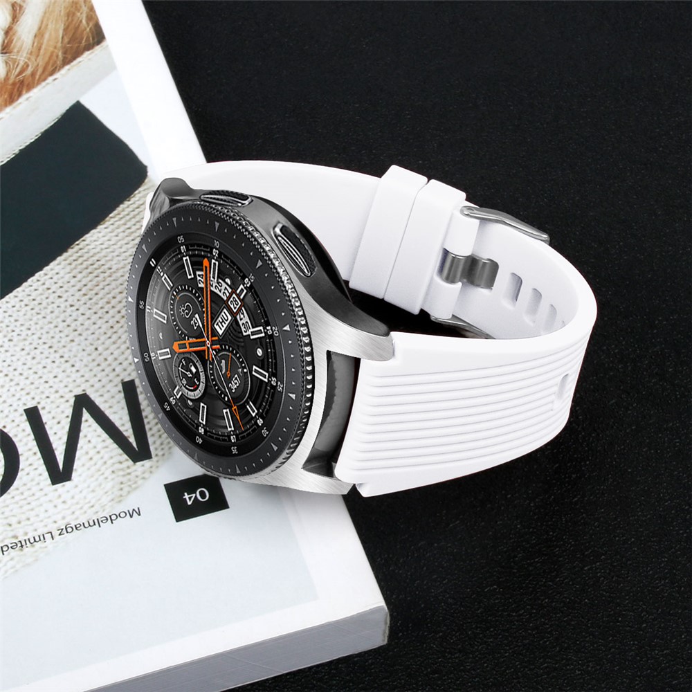Vertical Stripe Texture Silicone Watch Band Strap for Samsung Galaxy Watch 46mm - White-5