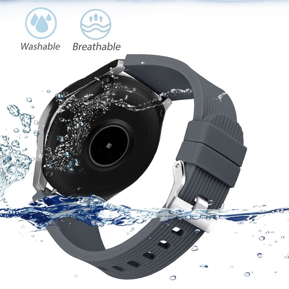 Vertical Stripe Texture Silicone Watchband Wrist Strap for Samsung Galaxy Watch 46mm - Dark Grey-4