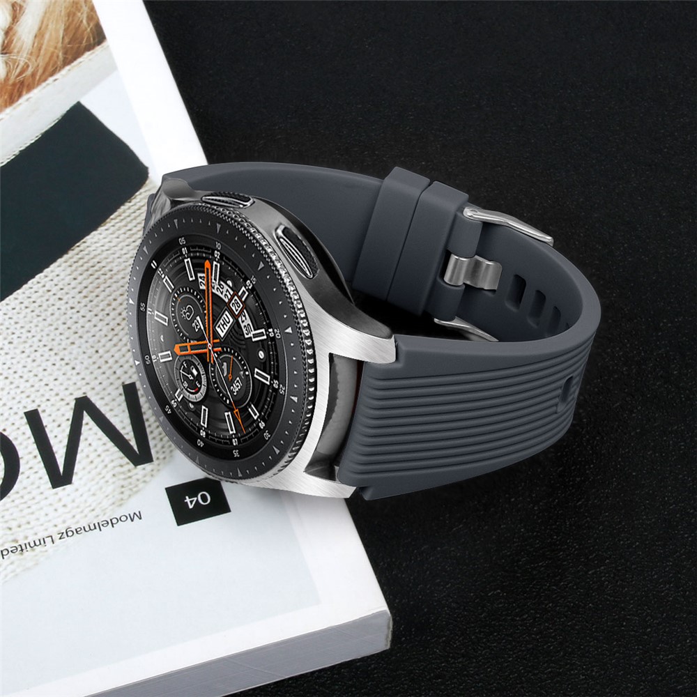 Vertical Stripe Texture Silicone Watchband Wrist Strap for Samsung Galaxy Watch 46mm - Dark Grey-5