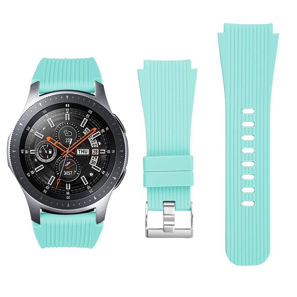 Vertical Stripe Texture Silicone Watchband Strap Wrist for Samsung Galaxy Watch 46mm - Cyan-2