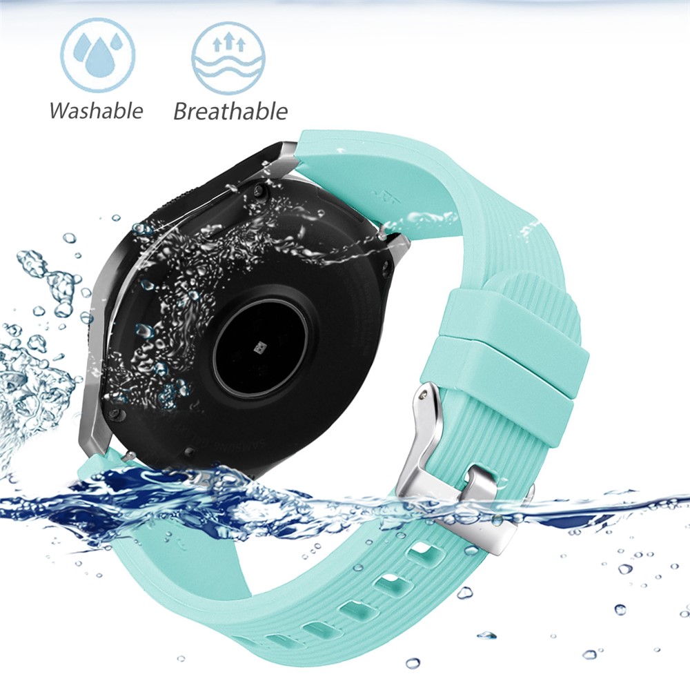Vertical Stripe Texture Silicone Watchband Strap Wrist for Samsung Galaxy Watch 46mm - Cyan-4