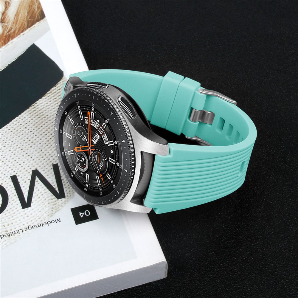 Vertical Stripe Texture Silicone Watchband Strap Wrist for Samsung Galaxy Watch 46mm - Cyan-5