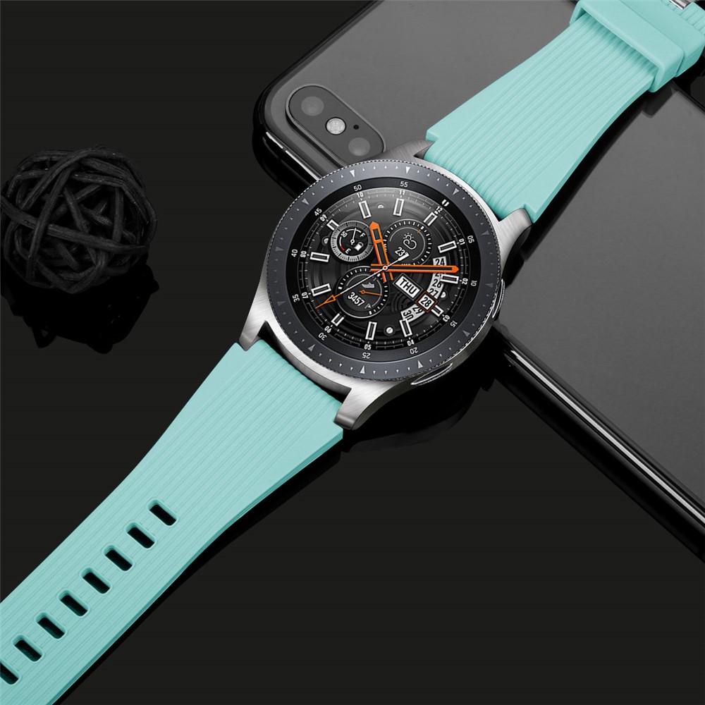 Vertical Stripe Texture Silicone Watchband Strap Wrist for Samsung Galaxy Watch 46mm - Cyan-6