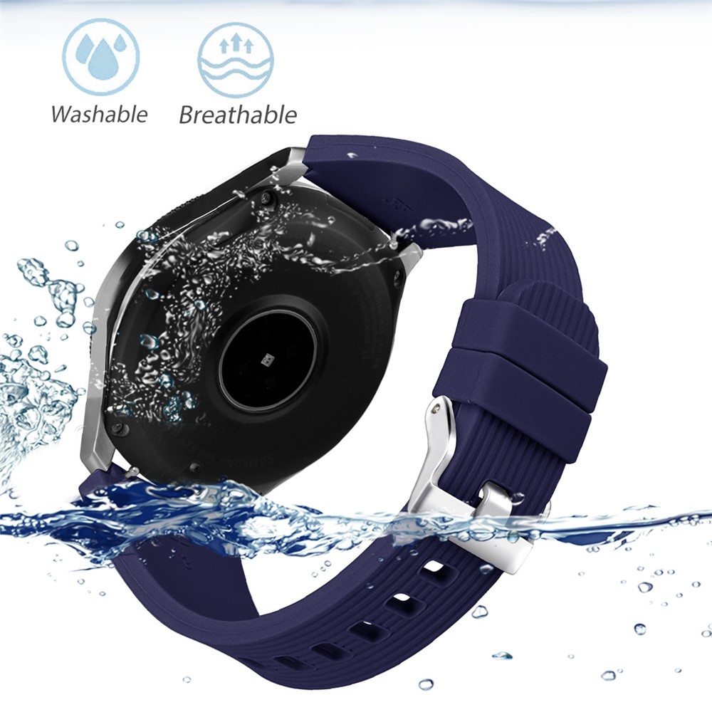 Vertical Stripe Texture Silicone Watch Strap Band for Samsung Galaxy Watch 46mm - Dark Blue-4