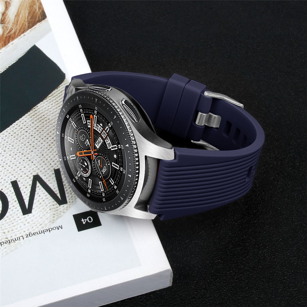 Vertical Stripe Texture Silicone Watch Strap Band for Samsung Galaxy Watch 46mm - Dark Blue-5